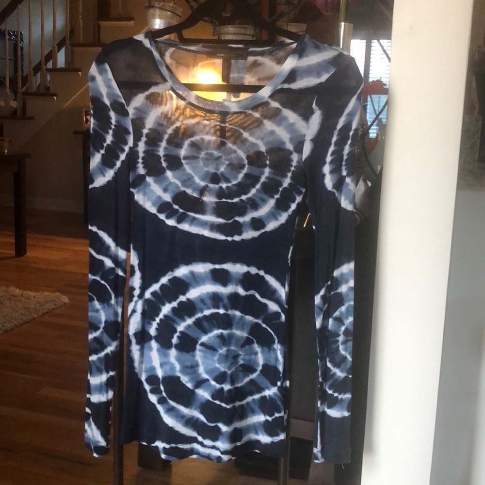 BCBG tie-dye long sleeve sheer tee